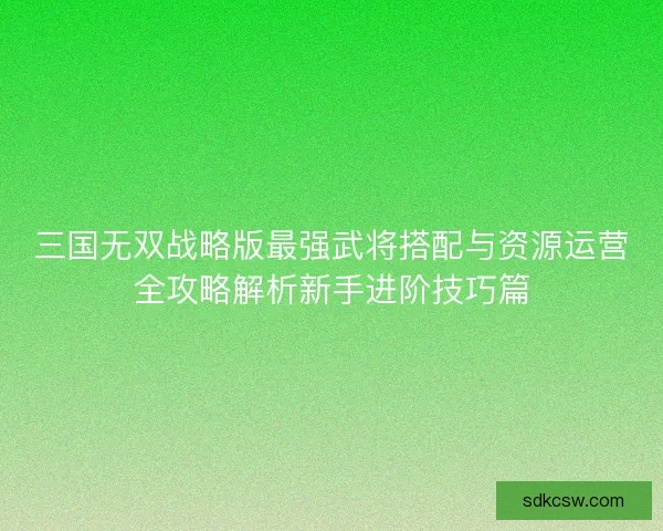 三国无双战略版最强武将搭配与资源运营全攻略解析新手进阶技巧篇 三国无双战略版最强武将搭配与资源运营全攻略解析新手进阶技巧篇